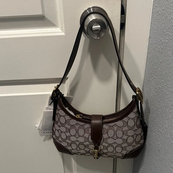 Coach  Hampton Hobo Brown and Tan Signature Shoulder Bag - Picture 1 of 10